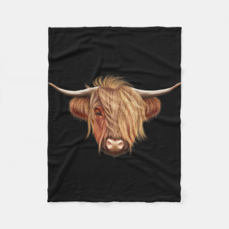 Illustrated portrait of Highland cattle. Fleece Blanket