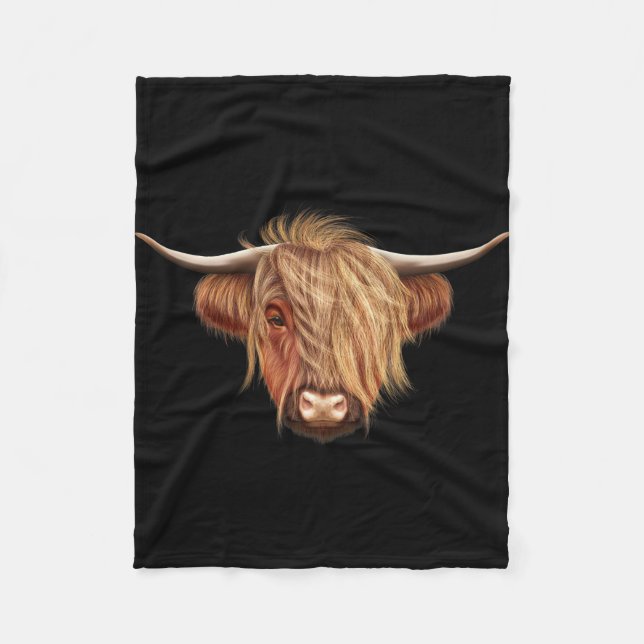 Illustrated portrait of Highland cattle. Fleece Blanket (Front)