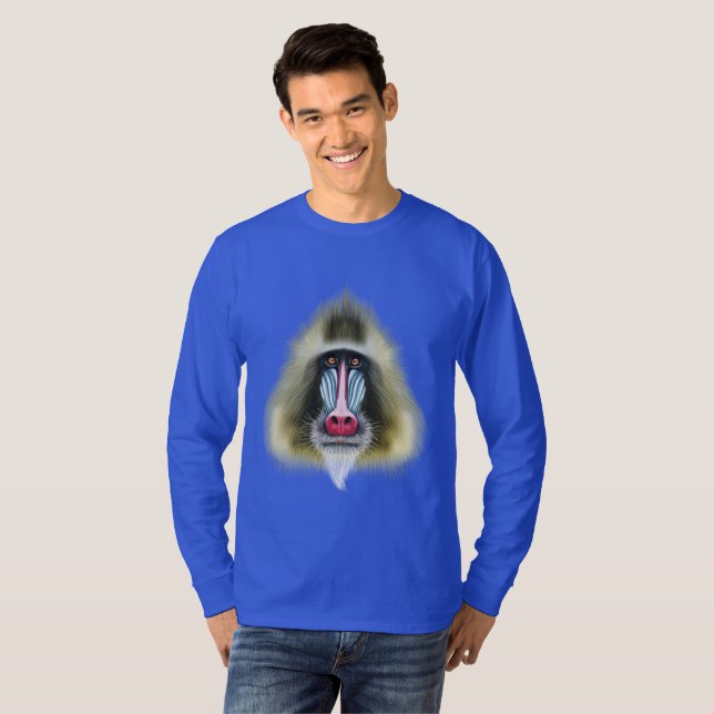 Illustrated portrait of Mandrill monkey. T-Shirt (Front Full)