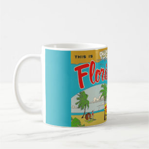  Illustrated Postcard Map of Florida Mug