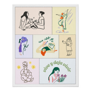 Illustrated poster life free well-being calmness