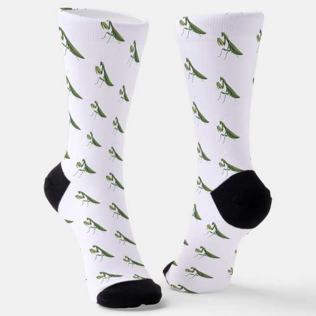 Illustrated Praying Mantis Socks (Angled)