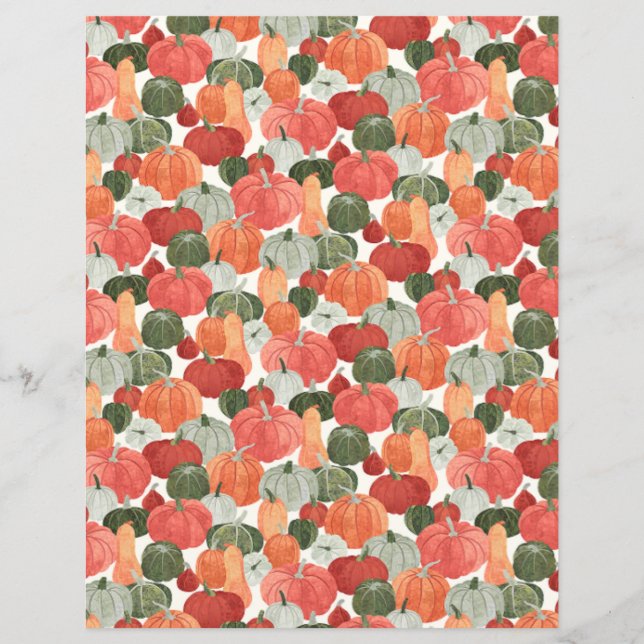 Illustrated Pumpkin Patch Scrapbook Paper (Front)