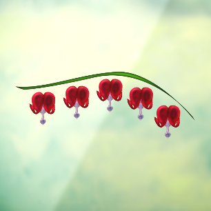 Illustrated Red Bleeding Hearts Window Cling