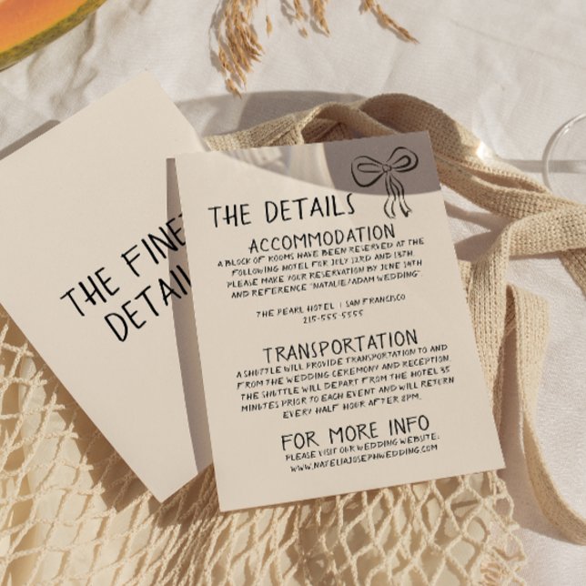 Illustrated Retro Handwritten Fun Wedding Details Enclosure Card (Creator Uploaded)