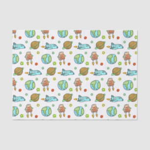 Illustrated Rockets in Space Pattern Tissue Paper