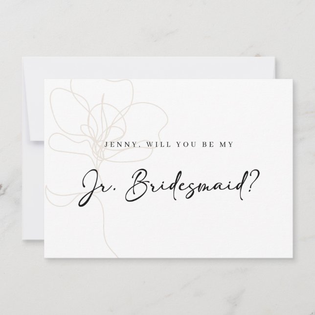 Illustrated Rose Jr. Bridesmaid Proposal Card (Front)