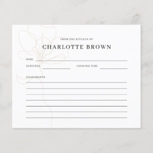 Illustrated Rose Name Recipe Card