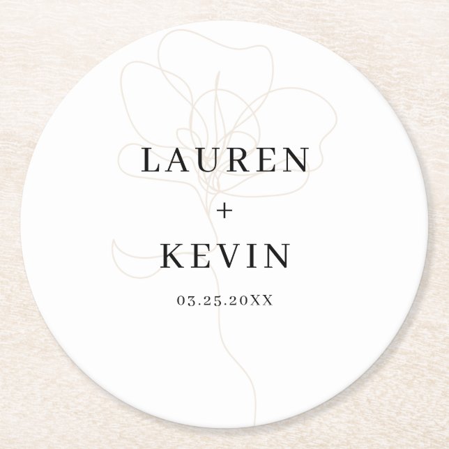 Illustrated Rose Wedding Coasters (Front)
