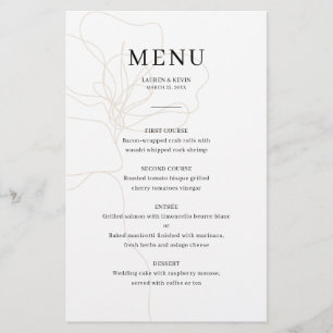 Illustrated Rose Wedding menu card