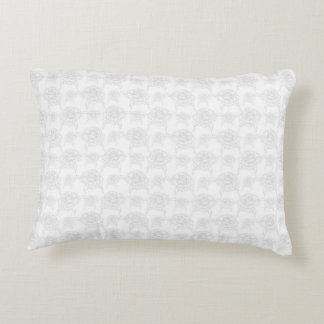 Illustrated Roses Grey over White Cute Pattern Accent Pillow