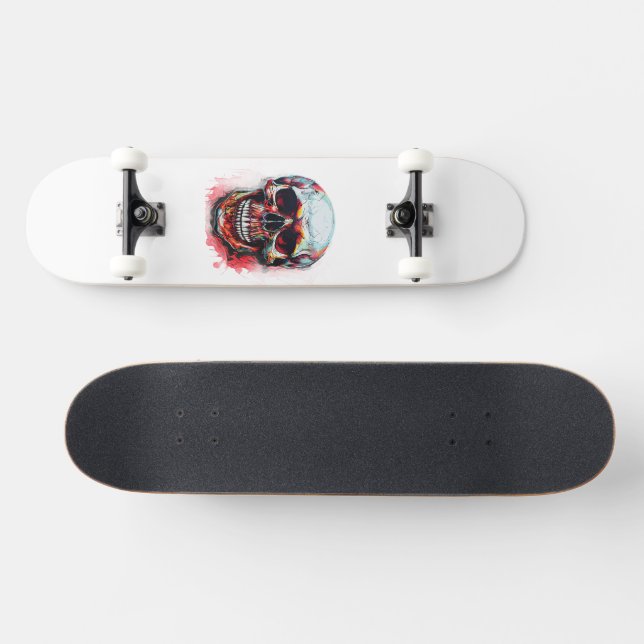Illustrated Skull Skateboard (Horz)