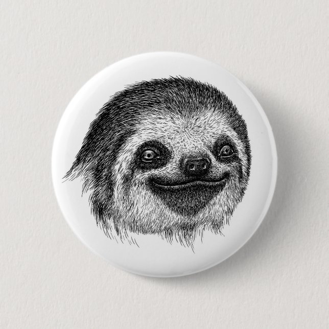 Illustrated Sloth Face 2 Inch Round Button (Front)