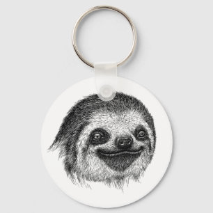 Illustrated Sloth Face Keychain