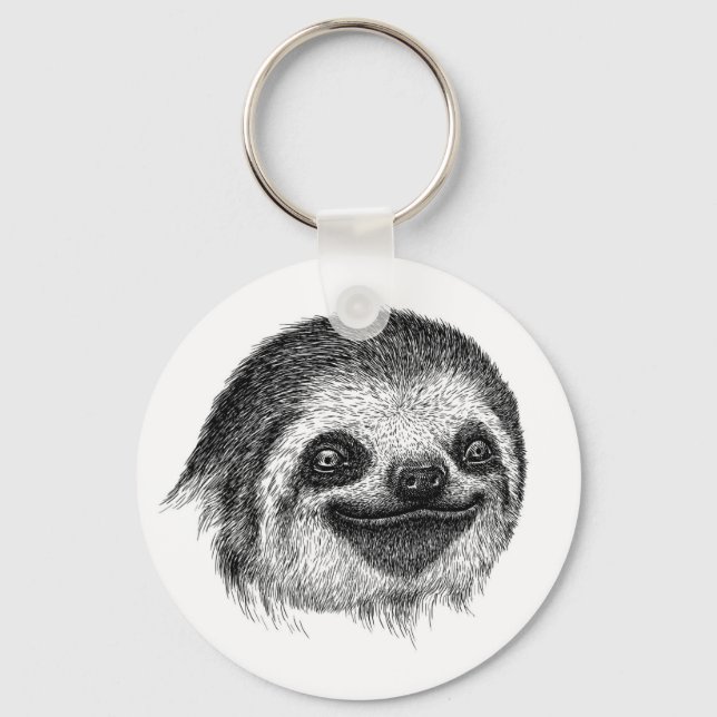 Illustrated Sloth Face Keychain (Front)