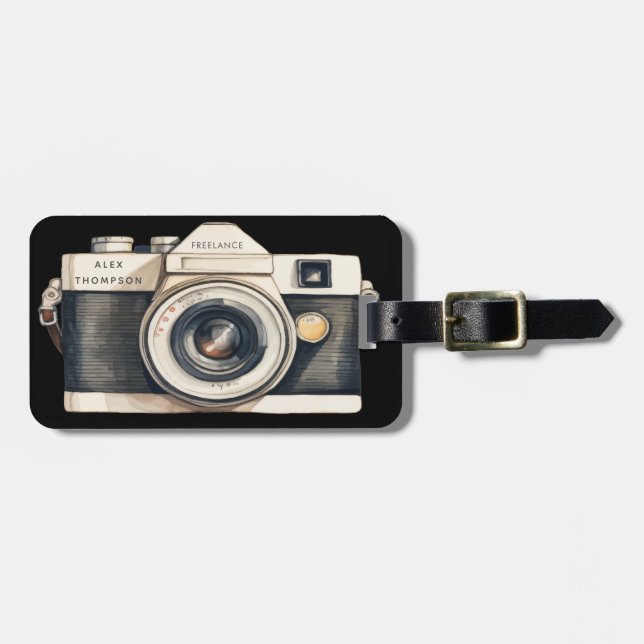 Illustrated SLR Camera Professional Photographer Luggage Tag (Front Horizontal)