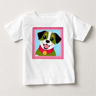 Illustrated Smiling Dog With Collar Baby T-Shirt