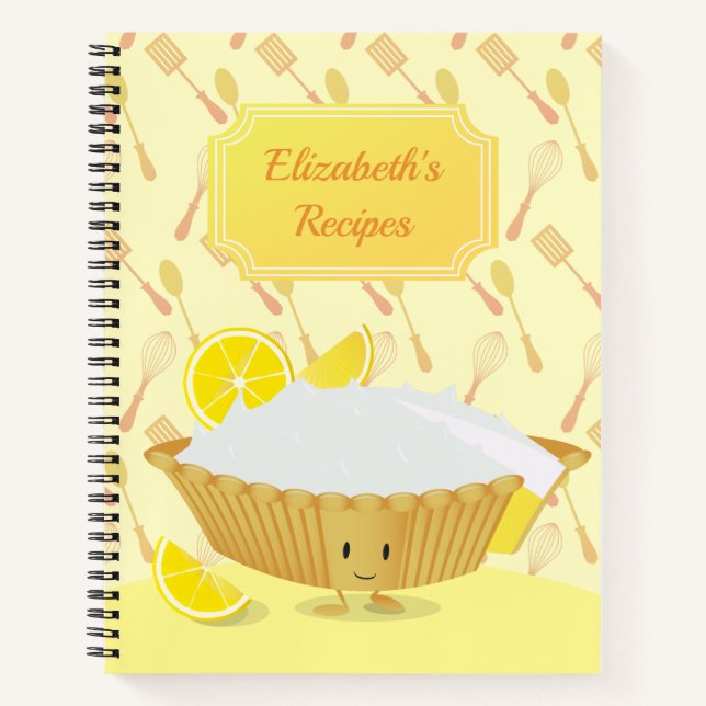 Illustrated Smiling Lemon Meringue Pie Name Recipe Notebook (Front)