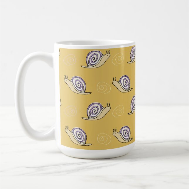 Illustrated Snails and Swirls Pattern Coffee Mug (Left)