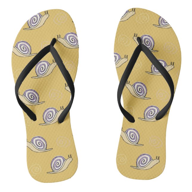 Illustrated Snails and Swirls Pattern Flip Flops (Footbed)