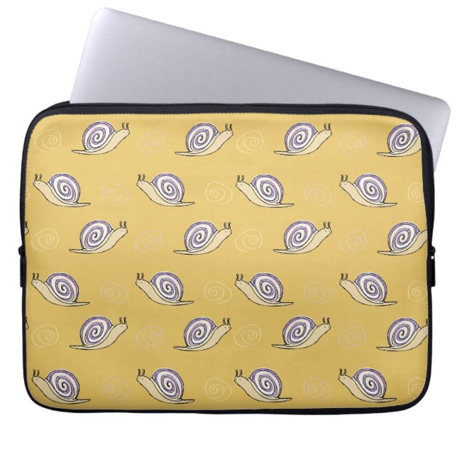 Illustrated Snails and Swirls Pattern Laptop Sleeve (Front)