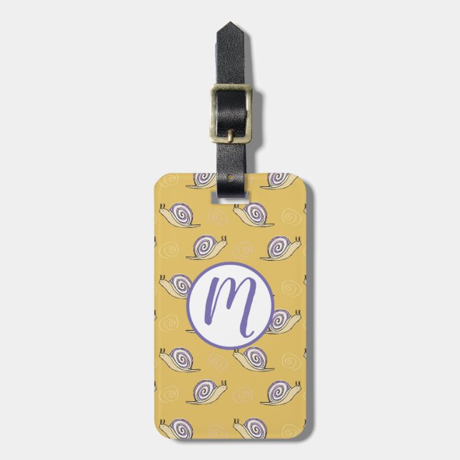 Illustrated Snails and Swirls Pattern Luggage Tag (Front Vertical)