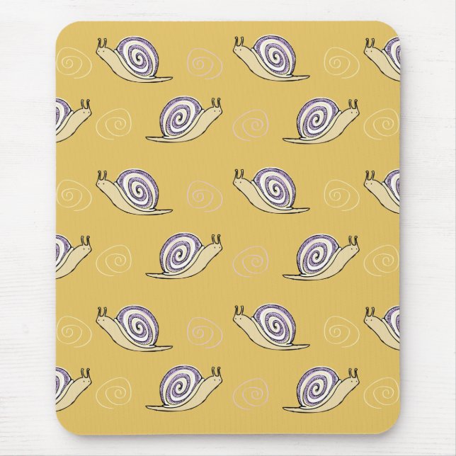 Illustrated Snails and Swirls Pattern Mouse Pad (Front)