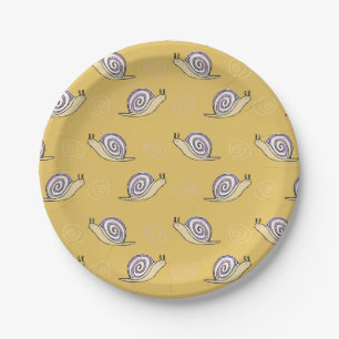 Illustrated Snails and Swirls Pattern Paper Plate
