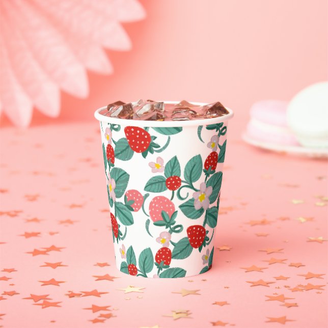 Illustrated Strawberry Berry Sweet Baby Shower Paper Cups (Insitu)