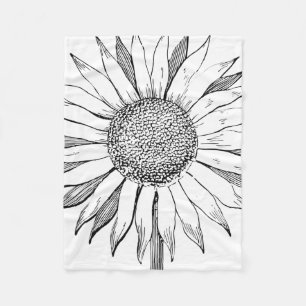 Illustrated Sunflower Fleece Blanket