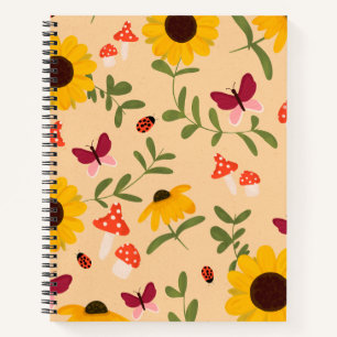 Illustrated Sunflower Hand-drawn pattern Notebook
