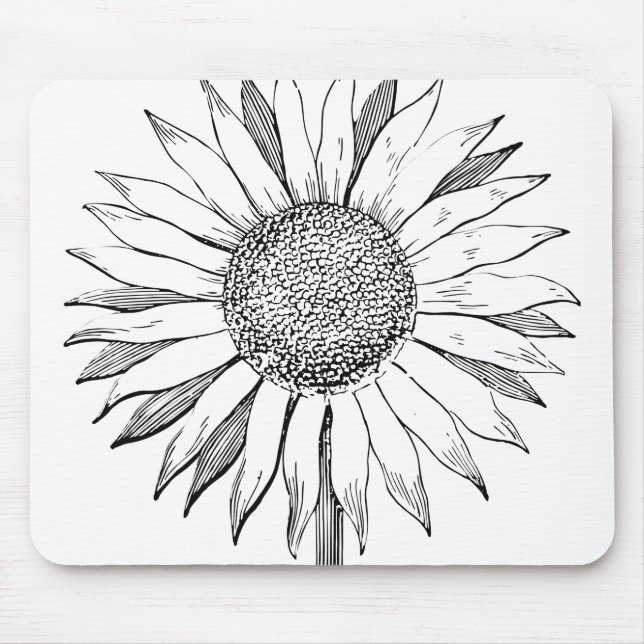 Illustrated Sunflower Mouse Pad (Front)