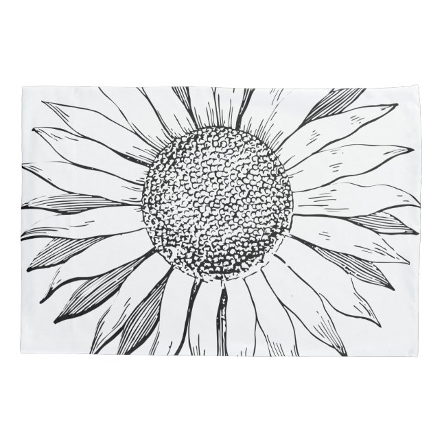 Illustrated Sunflower Pillowcase (Back)