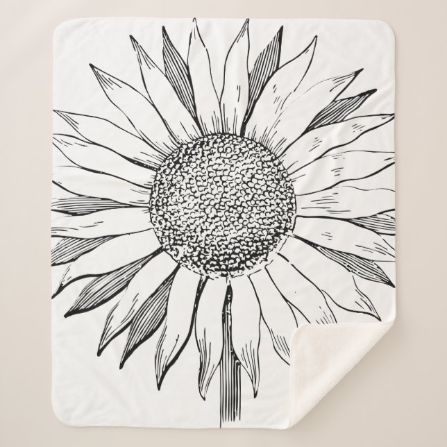 Illustrated Sunflower Sherpa Blanket (Front)
