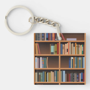 Illustrated Tall Bookshelf Keychain