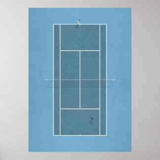 Illustrated Tennis Court from above Poster