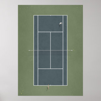 Illustrated Tennis Court from above Poster