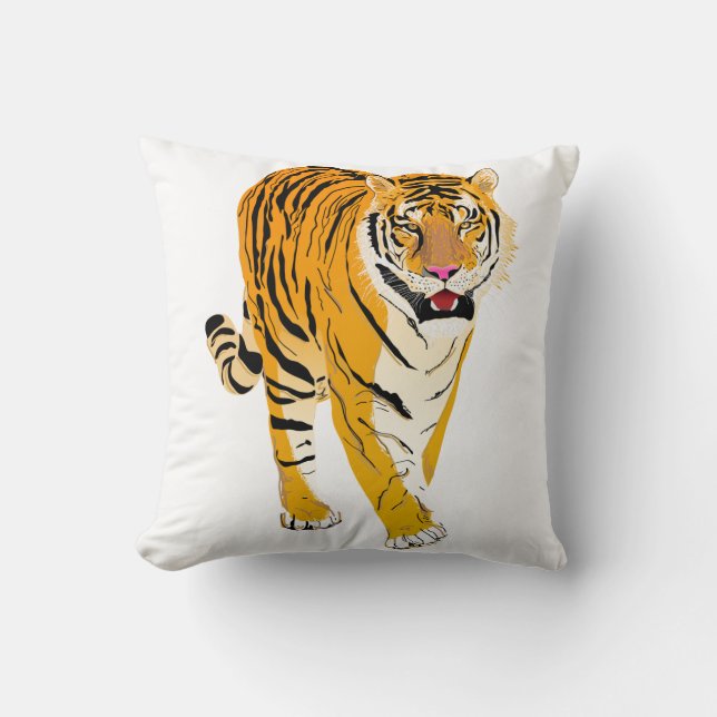 Illustrated Tiger Throw Pillow (Front)