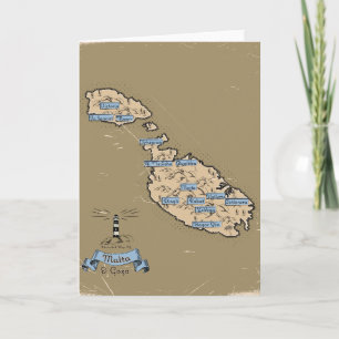 Illustrated Travel map Malta Invitation
