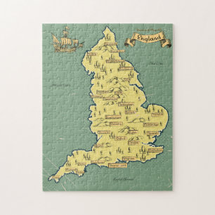 Illustrated Travel map of England Jigsaw Puzzle