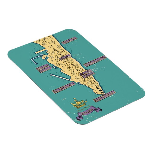 Illustrated Travel map Of Gibraltar Magnet (Right Side)