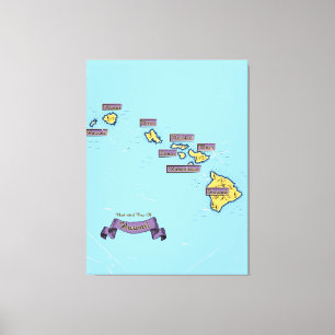 Illustrated Travel map Of Hawaii Canvas Print