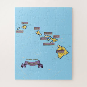 Illustrated Travel map Of Hawaii Jigsaw Puzzle