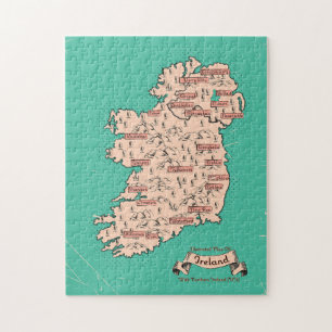 Illustrated Travel map of Ireland Jigsaw Puzzle