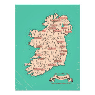 Illustrated Travel map of Ireland Photo Print