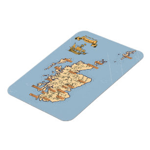 Illustrated Travel map of Scotland Magnet