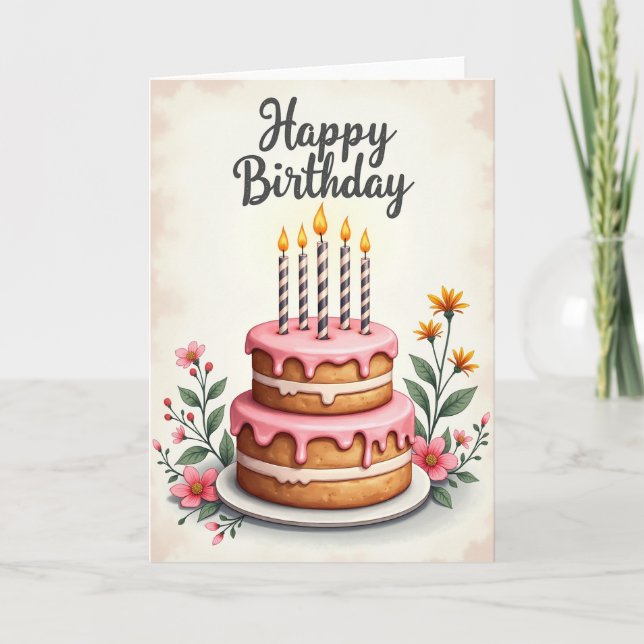 Illustrated Treat Birthday Card (Front)