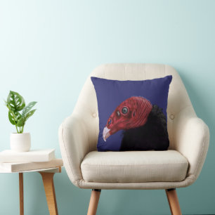 Illustrated Turkey Vulture  Throw Pillow