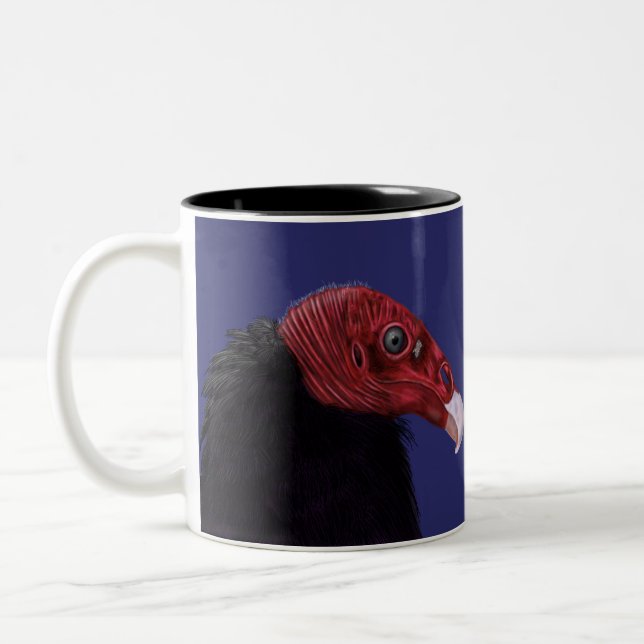 Illustrated Turkey Vulture Two-Tone Coffee Mug (Left)
