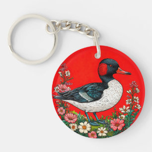 Illustrated vibrant duck keychain